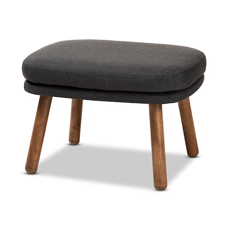 Baxton Studio Lovise Dark Grey Upholstered Walnut Brown Finished Wood Ottoman 148-8229